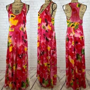 BB Dakota Semi Sheer Floral Racerback Flowy Maxi